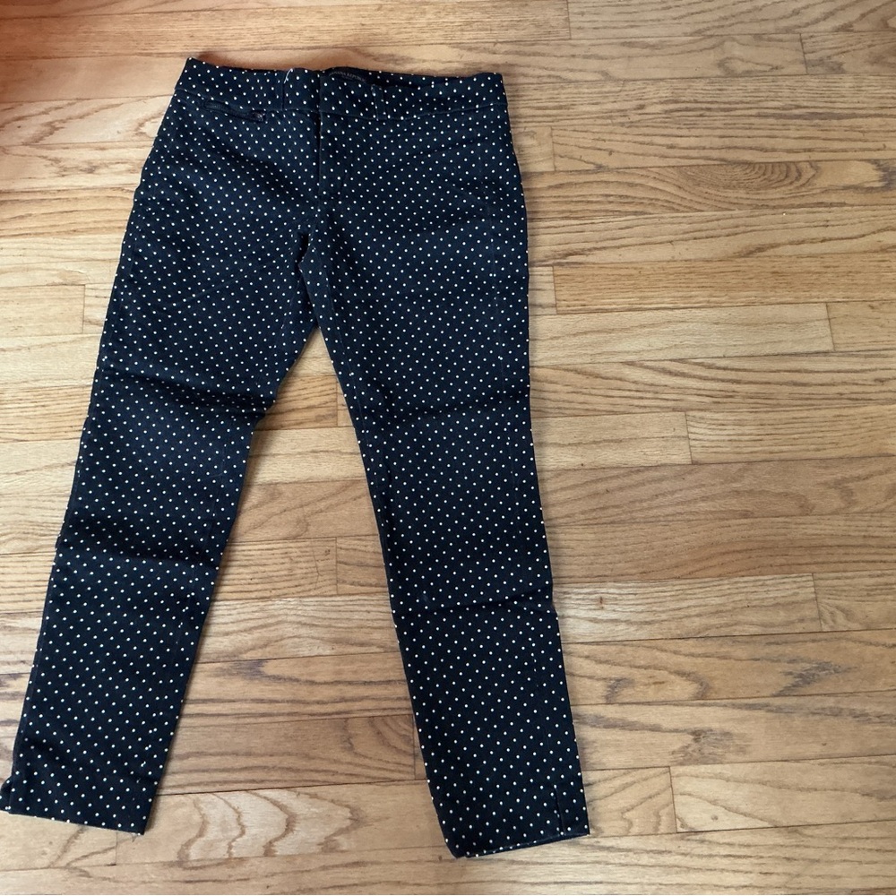 Banana Republic Sloan Black Pants with White Polka Dots